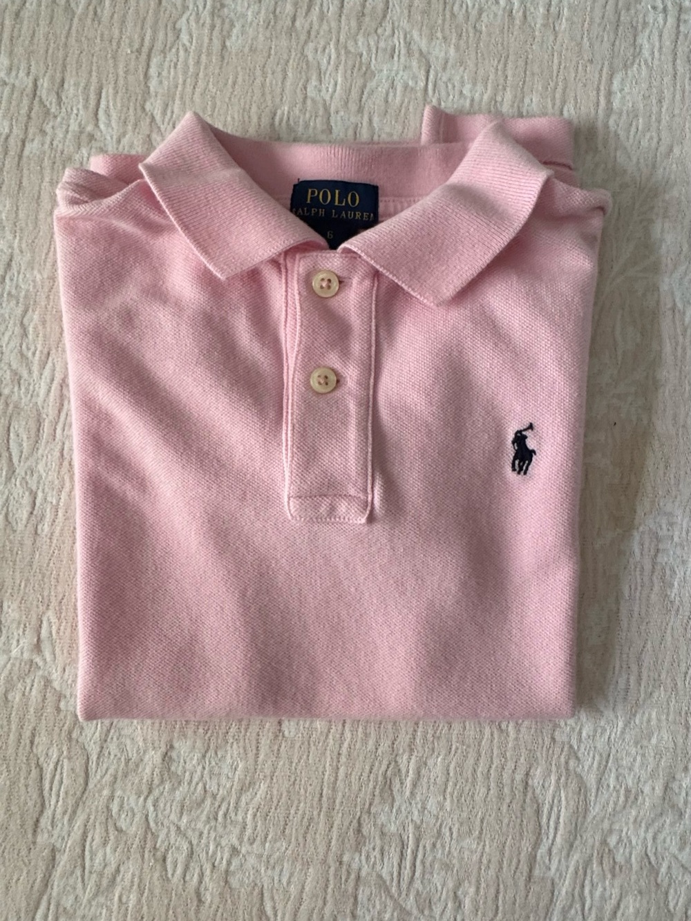 Polo by Ralph Lauren Boys Light Pink Short-Sleeve Polo with Navy Pony